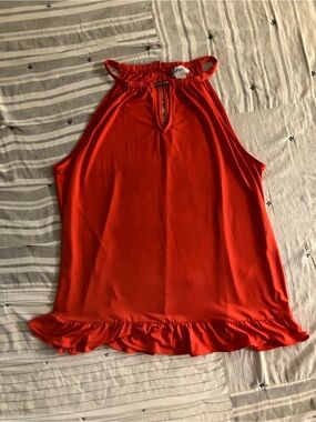 Carmen Marc Valvo Halter Ruffle-Hem Tank